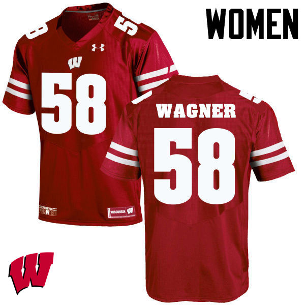 Women Winsconsin Badgers #58 Rick Wagner College Football Jerseys-Red - Click Image to Close
